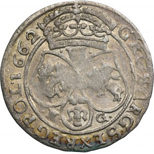 John II Casimir, 6 Groschen Posen 1662 NG - RARE, border on the reverse