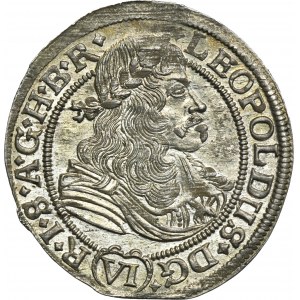 Slezsko, Habsburkové, Leopold I., 6 krajcarů Opole 1676 FIK - RARE