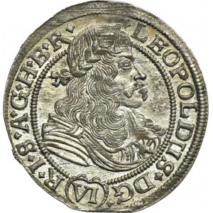 Silesia, Habsburg rule, Leopold I, 6 Kreuzer Oppeln 1676 FIK - RARE