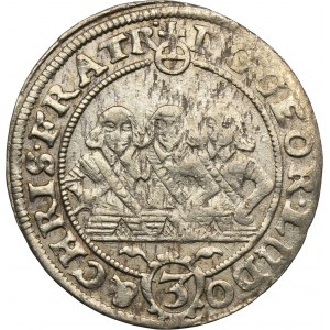 Silesia, Duchy of Liegnitz-Brieg-Wohlau, Georg III, Ludwig IV, Christian, 3 Kreuzer Brieg 1656 - VERY RARE