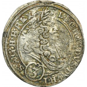 Silesia, Habsburg rule, Leopold I, 3 Kreuzer Breslau 1695 MMW