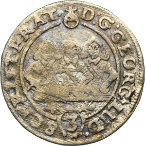 Silesia, Duchy of Liegnitz-Brieg-Wohlau, Georg III, Ludwig IV, Christian, 3 Kreuzer Brieg 1658 EW - RARE