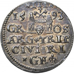 Sigismund III Vasa, 3 Groschen Riga 1593 - LIV