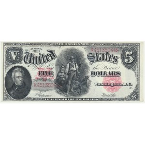 USA, Červená pečať, 5 USD 1907 - Speelman &amp; White -.
