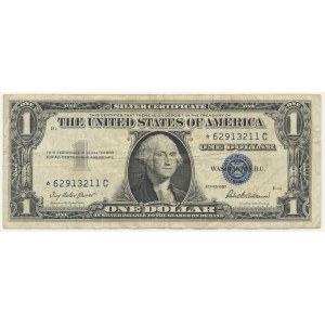 USA, Stříbrný certifikát, $1 1957 ★ - Priest &amp; Anderson