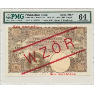1.000 złotych 1919 - WZÓR - wysoki nadruk - PMG 64