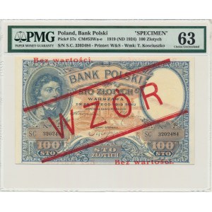 100 zloty 1919 - MODEL - S.C - PMG 63.