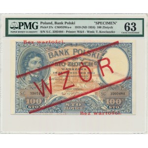 100 złotych 1919 - WZÓR - S.C - PMG 63