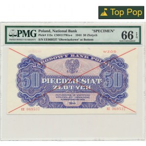 50 złotych 1944 ...owe - WZÓR - EE 069... - PMG 66 EPQ