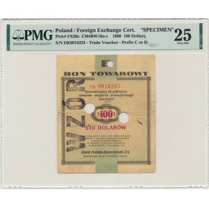 Pewex, 100 dolarów 1960 - WZÓR - Dk - PMG 25