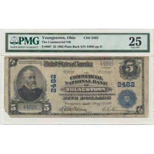 USA, Ohio, Youngstown, 5 Dollars 1902 - Elliot & Burke - PMG 25