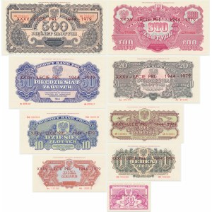 Set, 50 pennies - 500 zlotys 1944 ...owe - reprint (9 pieces).