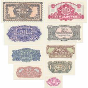 Set, 50 pennies - 500 zlotys 1944 ...owe - reprint (9 pieces).