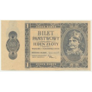 1 złoty 1938 - bez serii i numeratora - DESTRUKT