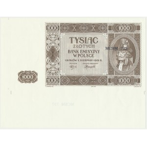 Krakowiak, 1,000 zloty 1941 - MCSM 737 - with a fragment of the sheet and a misprinted number