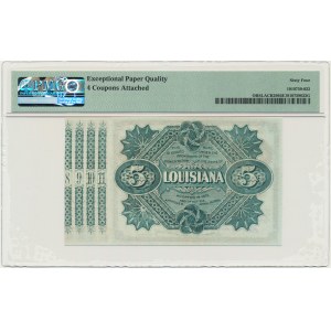 USA, Louisiana, New Orleans, 5 USD 1874 - číslovka červená - PMG 64 EPQ