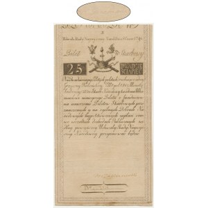 25 złotych 1794 - B - ciekawy podpis komisarza Grozmani - CIENKI PAPIER