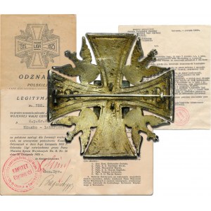 Badge of the Polish War League of Active Combat with an identity card and document of the late dr. Wacław Hłaska - UNIQUE SET