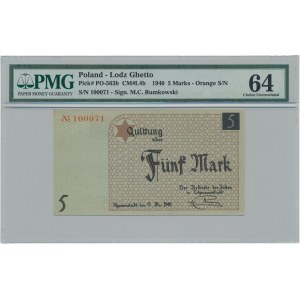5 Mark 1940 - orange serial number - PMG 64 - cardboard paper