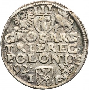 Zygmunt III Waza, Trojak Poznań 1592 - data z lewej strony