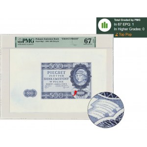 500 zlotých 1940 - zkušební tisk padělku London - PMG 67 EPQ