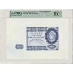 500 zlotých 1940 - zkušební tisk padělku London - PMG 67 EPQ