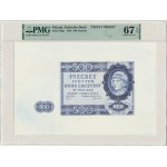 500 złotych 1940 - druk próbny falsyfikatu londyńskiego - PMG 67 EPQ