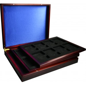 Elegant box for coins from the Collection of Coins of the Second Republic of Poland with an embroidered case