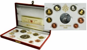 Zestaw, Watykan, Zestaw rocznikowy monet euro 2008 i żeton (9 szt.)