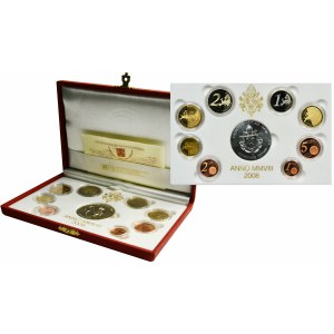 Set, Vatican, Vintage set 2008 of euro coins and token (9 pcs.)
