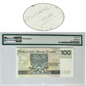 100 złotych 2012 - AA - PMG 64 - z autografem A. Heidricha