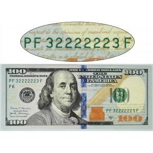 USA, Green Seal, 100 Dollars 2017 - Mnuchin & Carranza - radar serial number