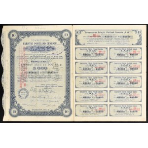 Portland Cement Factory Lazy S.A., 10 x 500 mkp 1922, Issue I - NIENOTATED