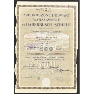 United Warsaw Breweries p.f. Haberbusch and Schiele, 500 zloty, Issue 1