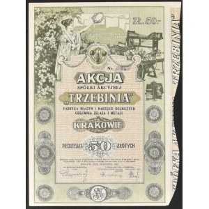 Trzebinia S.A. Továrna zemědělských strojů a nářadí Slévárna železa a kovů, 50 zl 1924