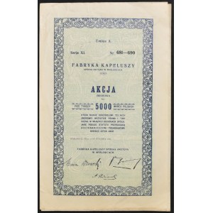 Fabryka Kapeluszy S.A. w Myślenicach, 10 x 500 mkp 1921, Emisja A, Ser. XI