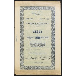 Fabryka Kapeluszy S.A. v Myśleniciach, 25 x 500 mkp 1921, emisia A, séria. XXIV - NEUVEDENÉ