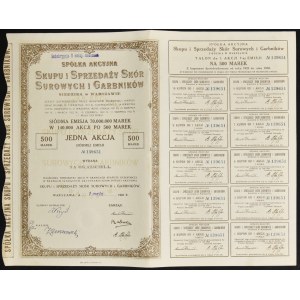 Akciová společnost pro nákup a prodej surových kůží a tříslovin, 500 mkp 1923, číslo VII