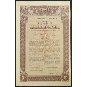 5% Konwersyjna Pożyczka Kolejowa 1926, obligacja 120 zł