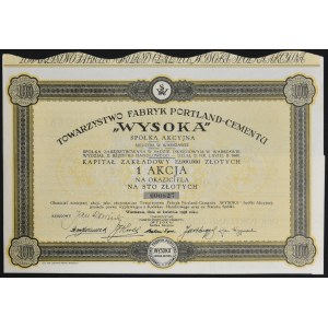 Towarzystwo Fabryk Portland-Cementu Wysoka, 100 zł, 1938