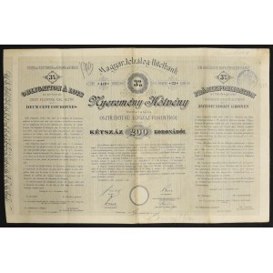 Hungary, Ungarische Hypotheken Bank, 3% premium bond 1894, 200 kroner