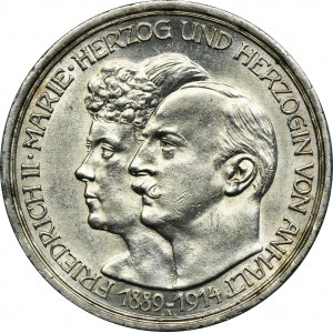 Nemecko, Anhalt-Dessau, Frederick II, 3 marky Berlín 1914 A