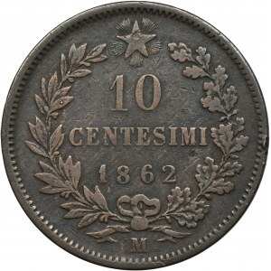 Italy, Victor Emmanuel II, 10 Centesimi Milan 1862 M