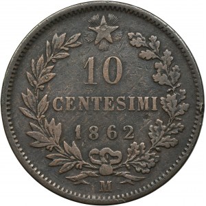 Italy, Victor Emmanuel II, 10 Centesimi Milan 1862 M