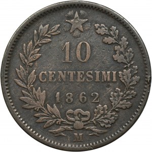 Włochy, Wiktor Emanuel II, 10 Centesimi Mediolan 1862 M