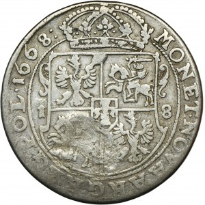 Jan II Kazimierz, Ort Bydgoszcz 1668 TLB - herb Ślepowron - Kontramarka, ex. Pączkowski