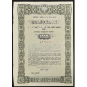 4,5% Pożyczka Wewnętrzna 1937, obligacja 100 zł - seria A