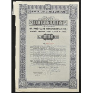 4% Consolidation Loan 1936, bond 1,000 zl.