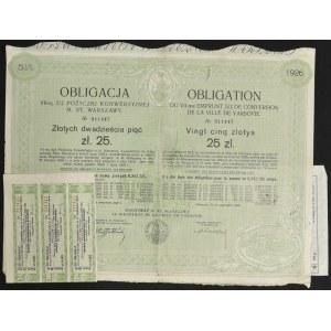 Warsaw, VII-ma 5.5% conversion loan of the City of Warsaw 1926, bond 25 zlotys