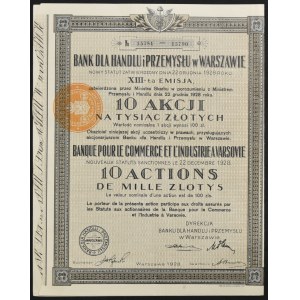 Banka pre obchod a priemysel, 10 x 100 zlotých 1928, emisia XIII
